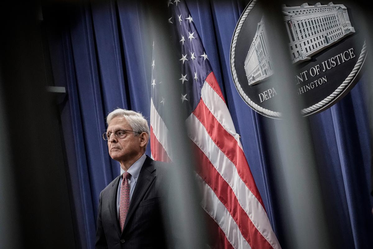 Attorney General Merrick Garland attends a news conference at the Department of Justice in Washington on Aug. 2, 2022. (Drew Angerer/Getty Images)
